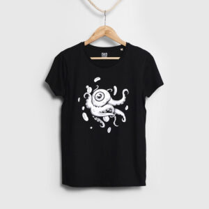 T-shirt ” Octopus ” BIO – Noir – Femme
